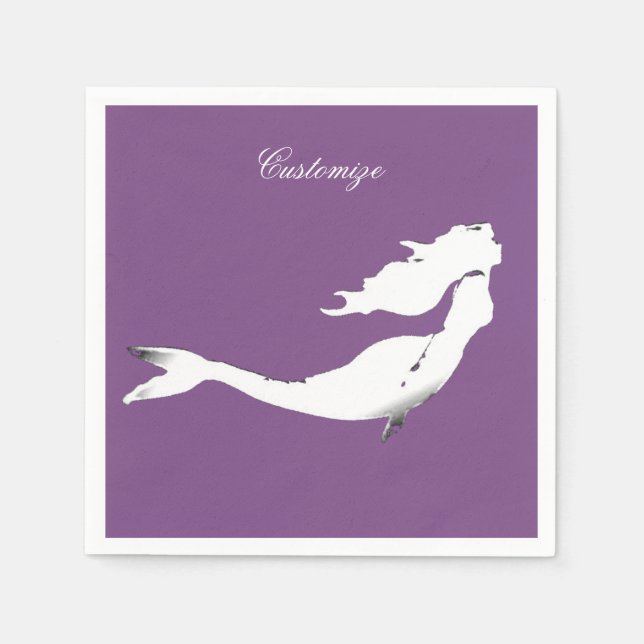 Underwater White Mermaid Swimming Thunder_Cove Napkins (Front)