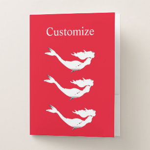 Underwater White Mermaid Swimming Thunder_Cove Pocket Folder