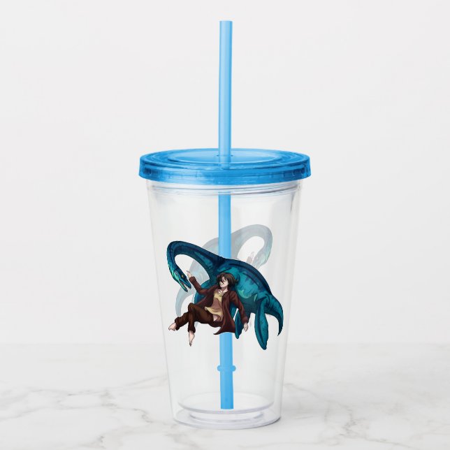 Underwater with a Plesiosaurus Acrylic Tumbler (Front)