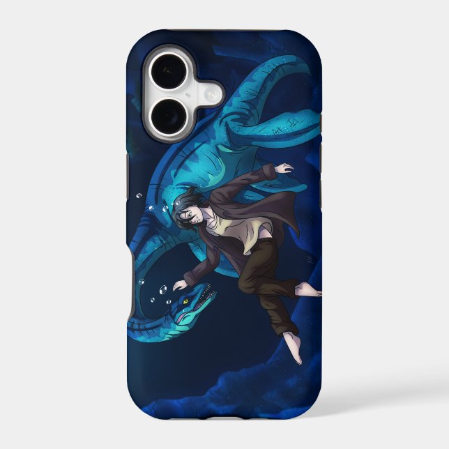 Underwater with a Plesiosaurus Iphone Case (Back)