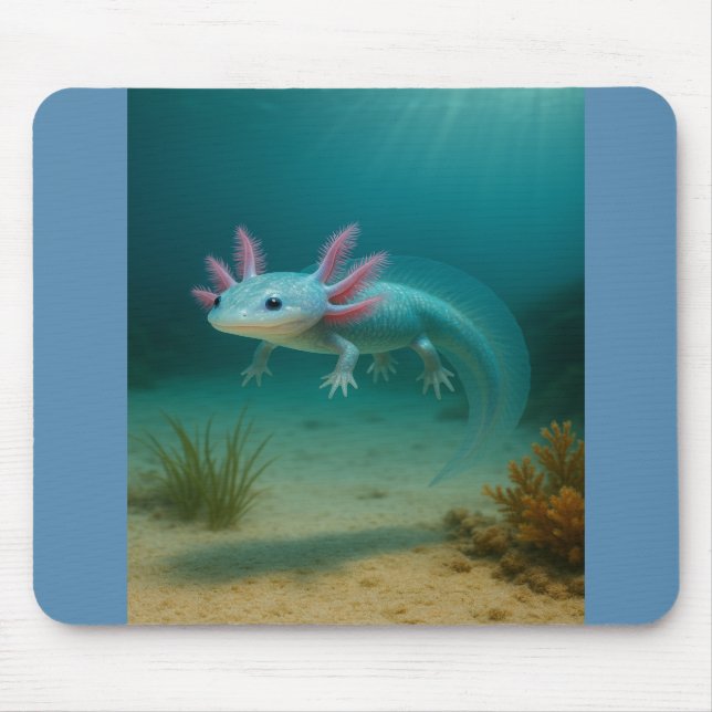 Underwater Wonder: The Axolotl Mouse Pad (Front)