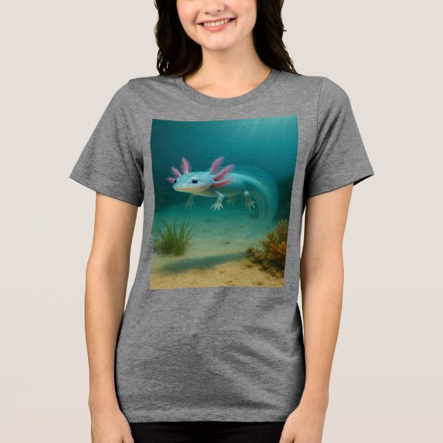 Underwater Wonder: The Axolotl Tri-Blend Shirt (Front)