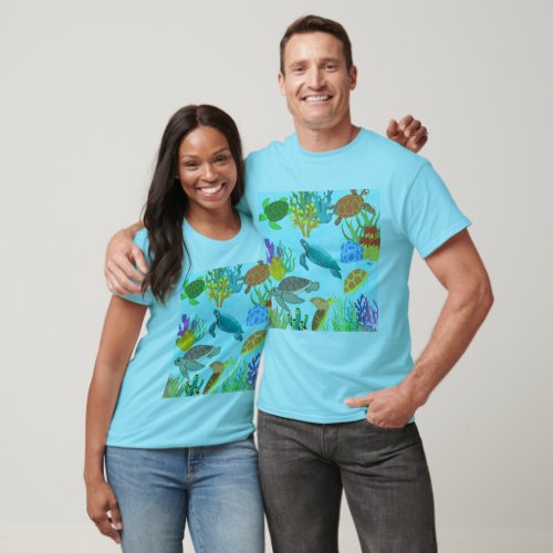 Underwater Wonder Turtles And Coral Reef  T_Shirt