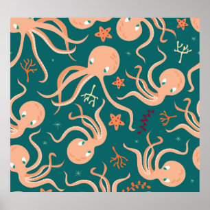 Underwater Wonders: Octopus Starfish Dance Poster
