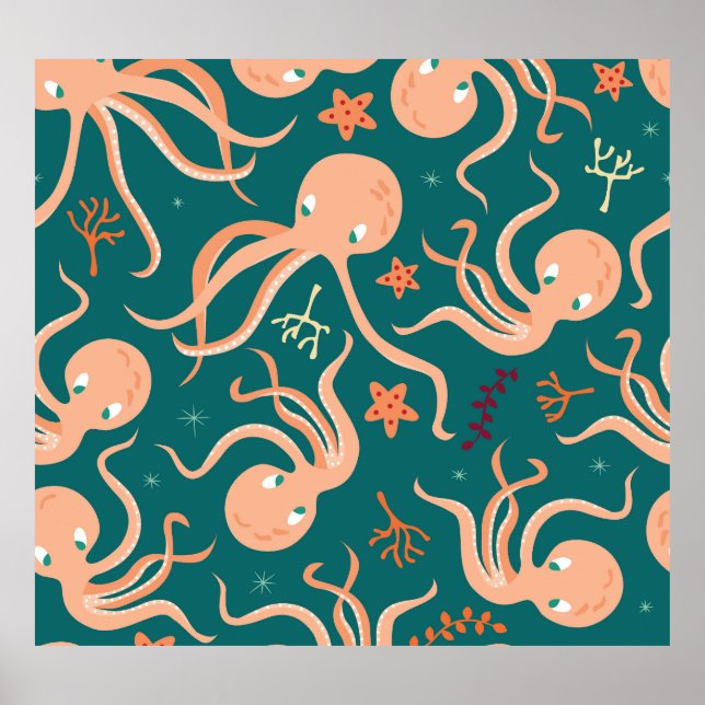 Underwater Wonders: Octopus Starfish Dance Poster (Front)