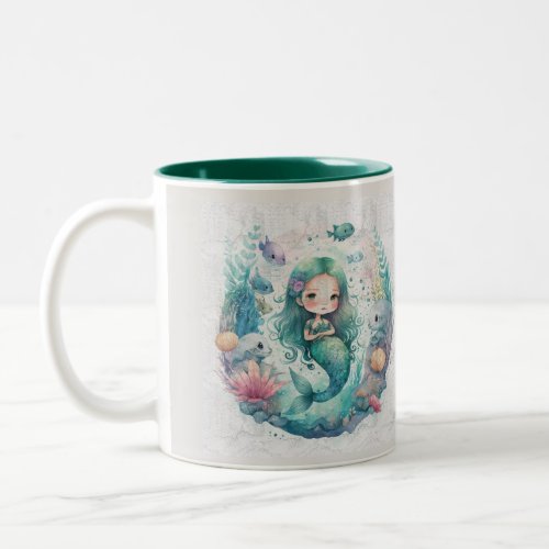 underwater world Mermaid in seaweed Two_Tone Coffee Mug