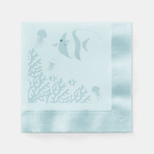 Underwater world misty green napkins