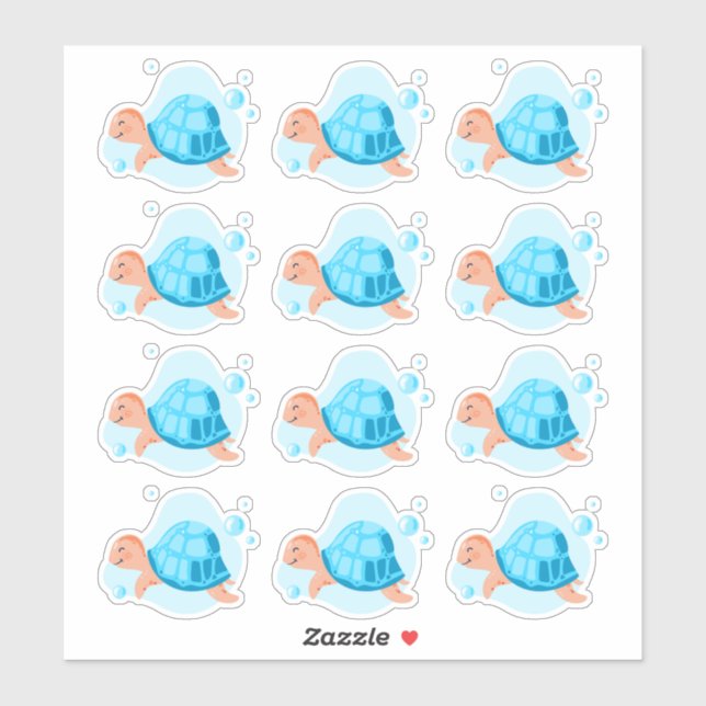 Underwater world. Ocean life. Cute sea ​​turtle Sticker (Sheet)