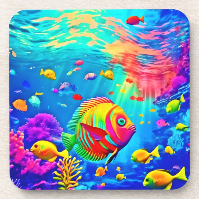 Underwater World of Color Beverage Coaster (Front)