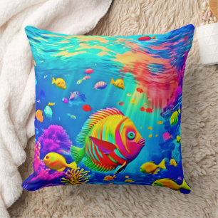 Underwater World of Color Throw Pillow