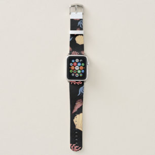 Underwater world seamless pattern in vintage. anim apple watch band