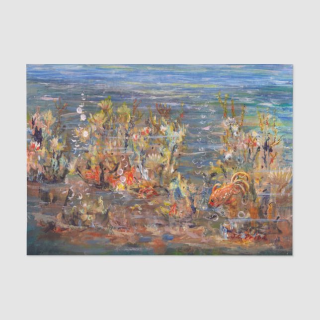 Underwater World Tropical Fish Aquarium Painting Tissue Paper (Front)