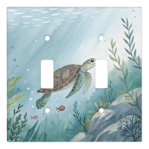 Underwater world with turtle light switch cover