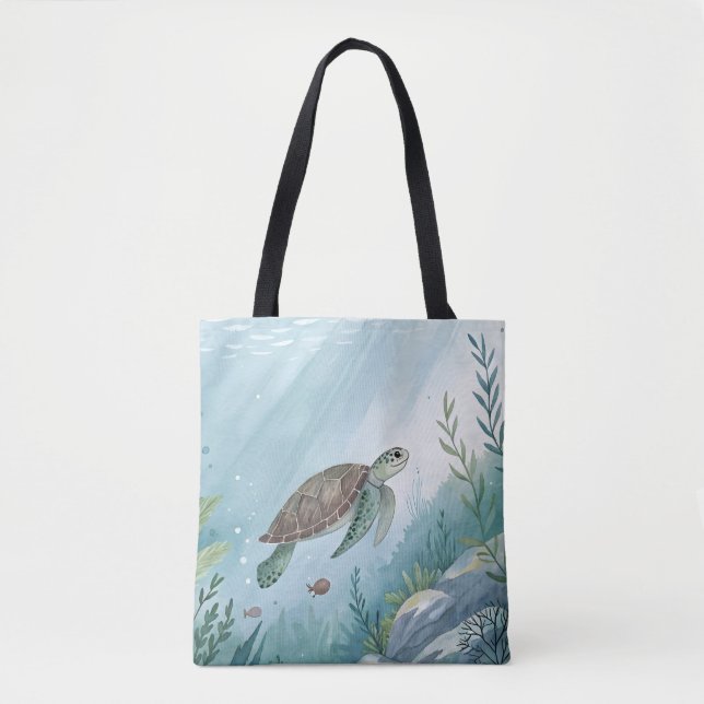 Underwater world with turtle tote bag (Front)