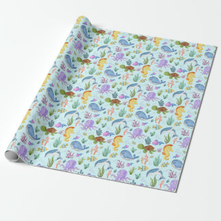 Underwater wrapping paper, ocean sea creatures wrapping paper