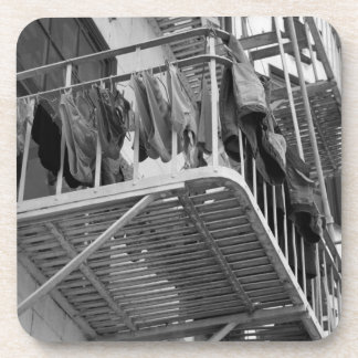 Underwear Out To Dry Black and White Laundry Photo Beverage Coaster