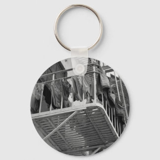 Underwear Out To Dry Black and White Laundry Photo Keychain