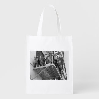Underwear Out To Dry Humor Black and White Photo Grocery Bag