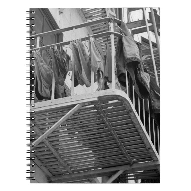 Underwear Out To Dry Humor Black and White Photo Notebook (Front)