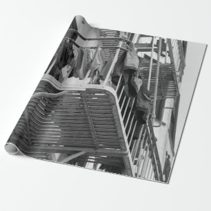 Underwear Out To Dry Humor Black and White Photo Wrapping Paper
