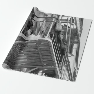 Underwear Out To Dry Humor Black and White Photo Wrapping Paper