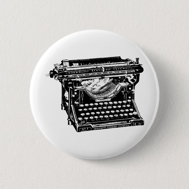 Underwood Typewriter Writer Pinback Button (Front)
