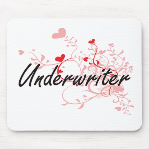 Underwriter Artistic Job Design with Hearts Mouse Pad