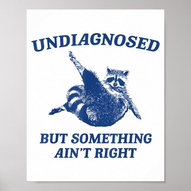 Undiagnosed But Soing Ain't Right Funny Raccoon Me Poster (Front)