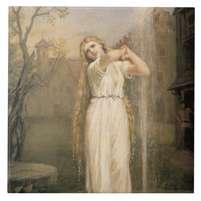 Undine (by John William Waterhouse) Ceramic Tile (Front)