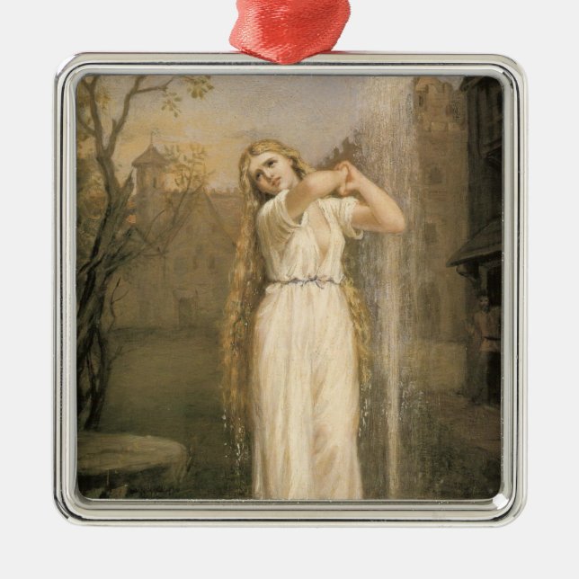 Undine (by John William Waterhouse) Metal Ornament (Front)