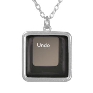 Undo Button / Key Silver Plated Necklace