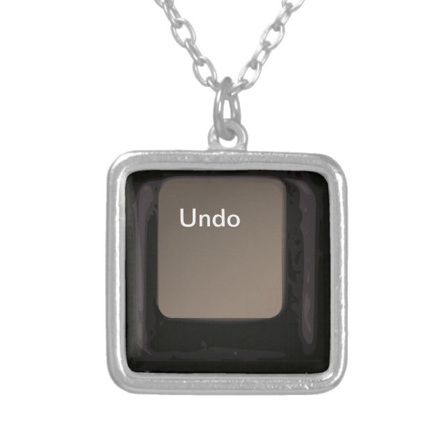 Undo Button / Key Silver Plated Necklace (Front)