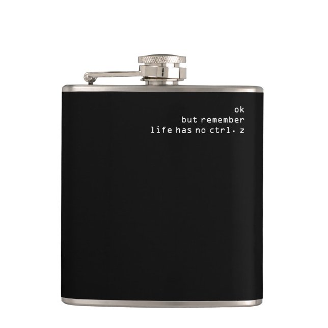 undo ctrl+z simple black hip flask (Front)