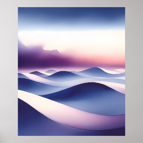 undulating dunes with the purple sky poster