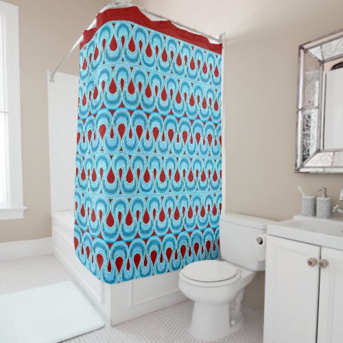 Undulating Ribbon Candy _ Red and Blue Shower Curtain
