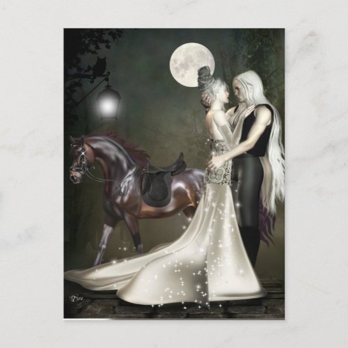Undying Love Dancing Ghost Couple Halloween Postcard