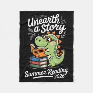 Unearth a story summer reading 2026 dino fleece blanket
