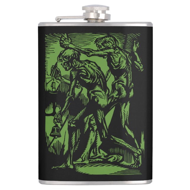 Unearthed Horrors of Dead Miners for Halloween Flask (Front)