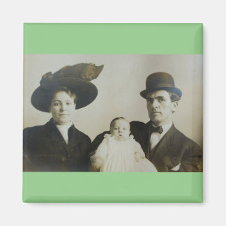 Uneasy Daddy in Bowler Family RPPC B&W Photo Image Magnet