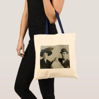 Uneasy Daddy in Bowler Family RPPC B&W Photo Image Tote Bag