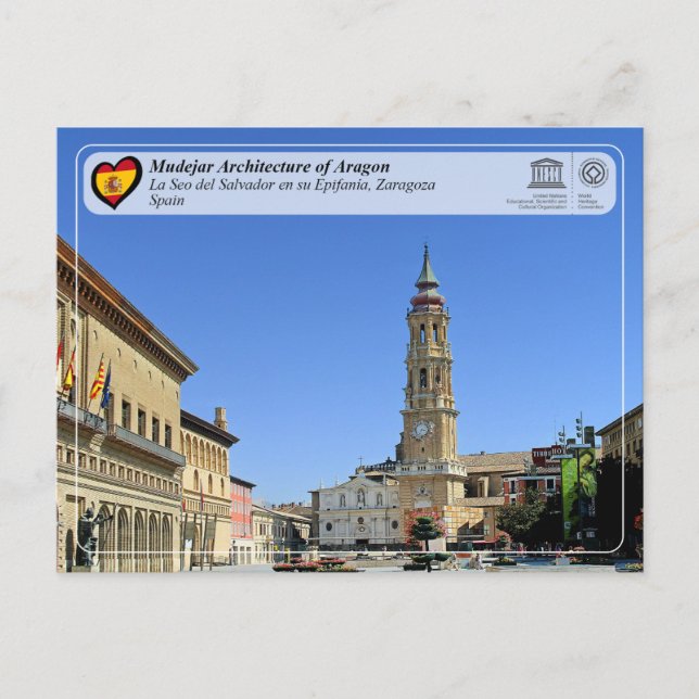 UNESCO Catedral del Salvador de Zaragoza (La Seo) Postcard (Front)