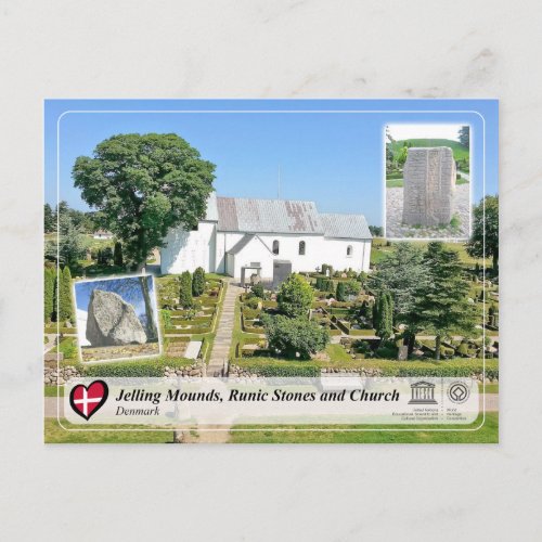 UNESCO _ Jelling Mounds Runic Stones and Church Postcard