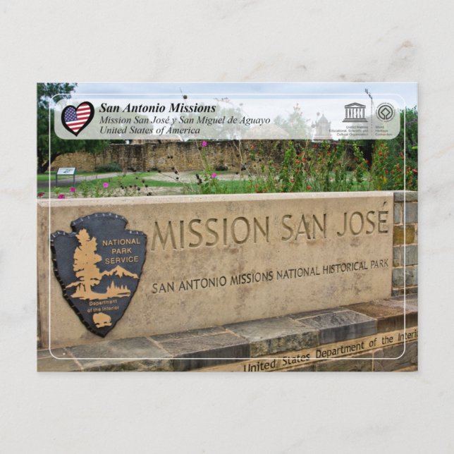 UNESCO - San Antonio - Mission San José Postcard (Front)