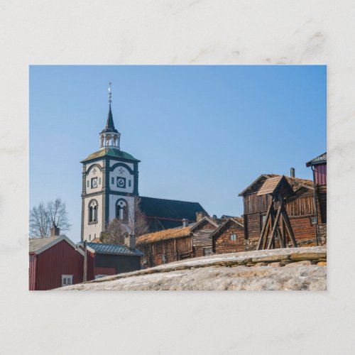 UNESCO site Roros Norway Church and old houses Postcard