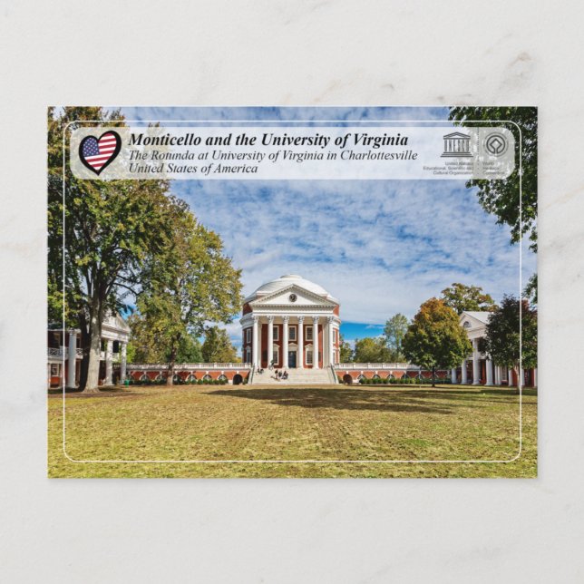 UNESCO - University of Virginia in Charlottesville Postcard (Front)