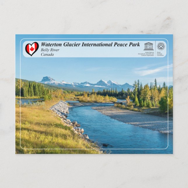 UNESCO - Waterton Glacier International Peace Park Postcard (Front)