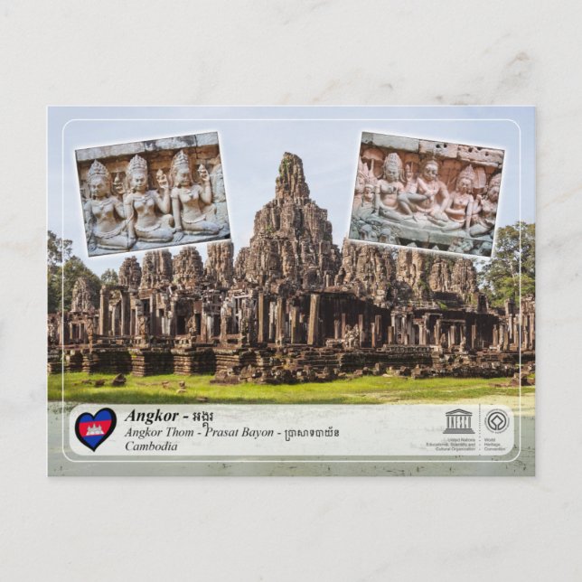 UNESCO WHS - Angkor - Bayon Temple Postcard (Front)