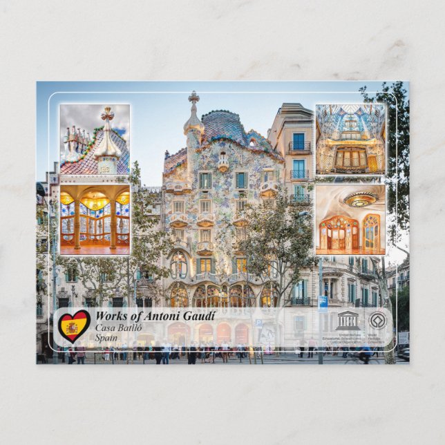 UNESCO WHS - Antoni Gaudí - Casa Batlló Postcard (Front)