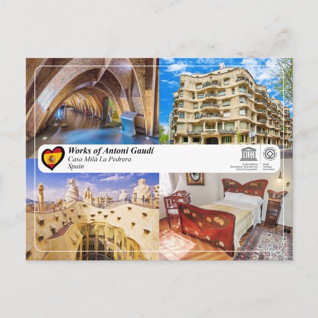 UNESCO WHS - Antoni Gaudí - Casa Milà La Pedrera Postcard (Front)
