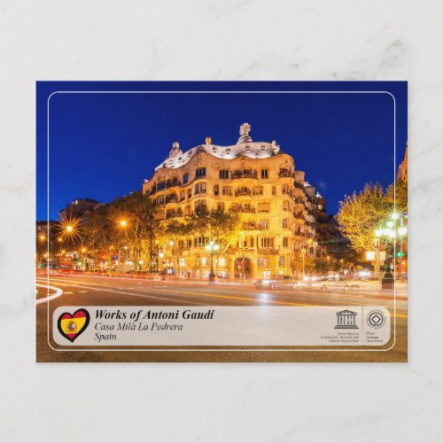 UNESCO WHS _ Antoni Gaud _ Casa Mil La Pedrera Postcard